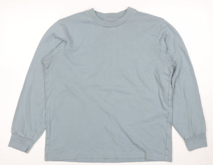 Uniqlo Women Blue Cotton Pullover Sweatshirt M Relaxed Fit