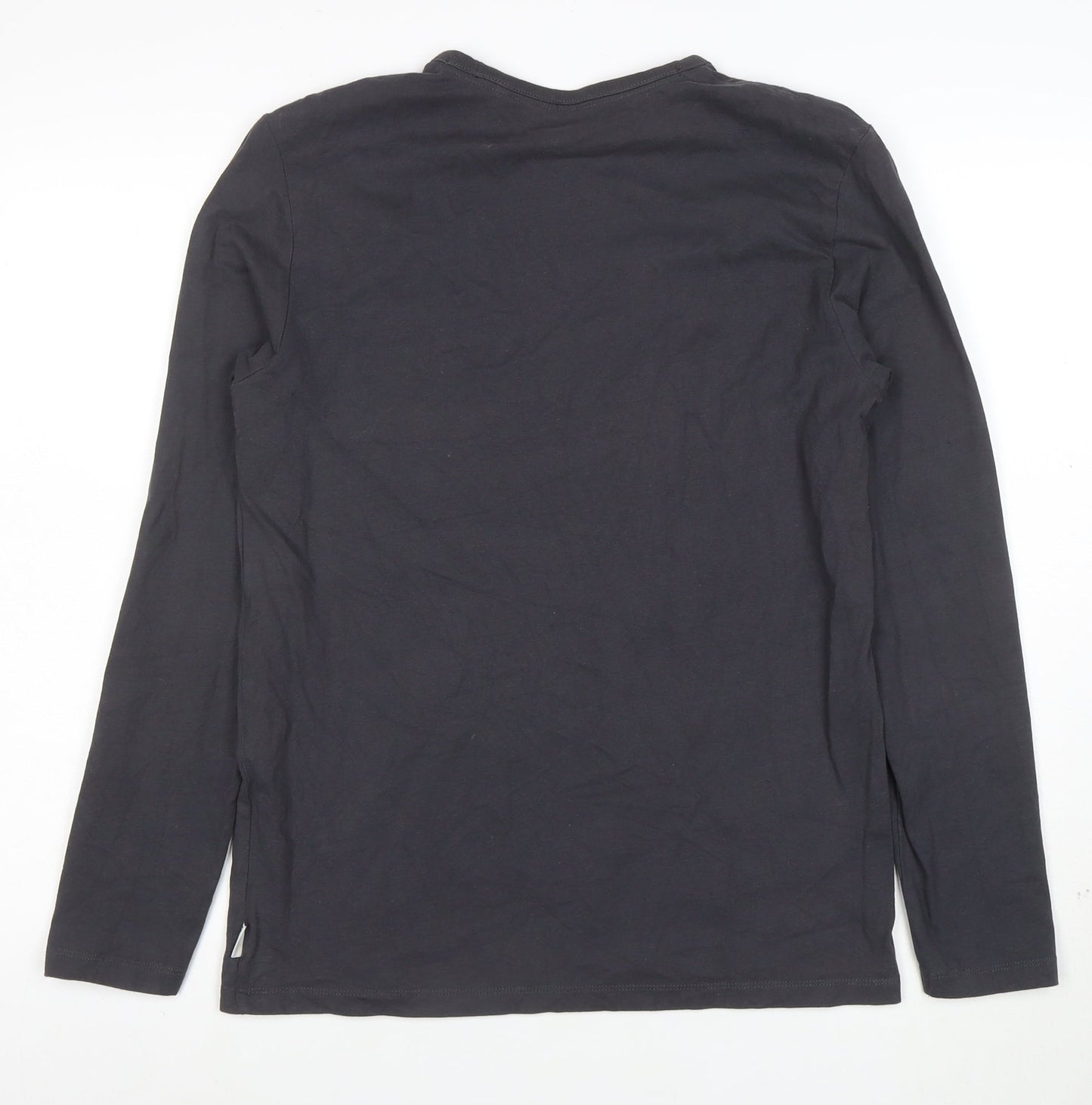EASY Men's Black Long Sleeve Regular Fit Cotton T-Shirt M