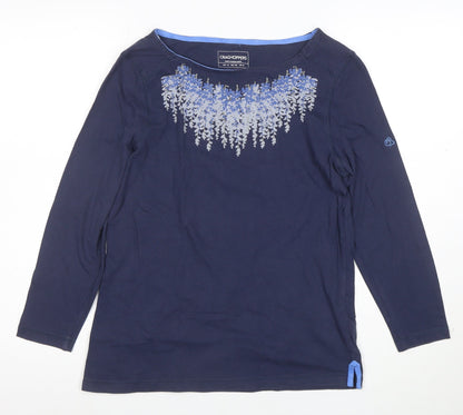 Craghoppers Women's Blue Floral Long Sleeve Cotton T-Shirt UK 12