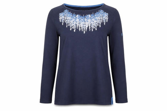 Craghoppers Women's Blue Floral Long Sleeve Cotton T-Shirt UK 12