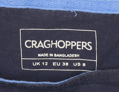 Craghoppers Women's Blue Floral Long Sleeve Cotton T-Shirt UK 12
