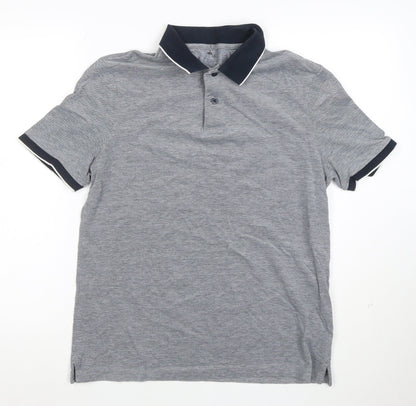 Marks and Spencer Men's Grey Regular Fit Stretch Polo Shirt M