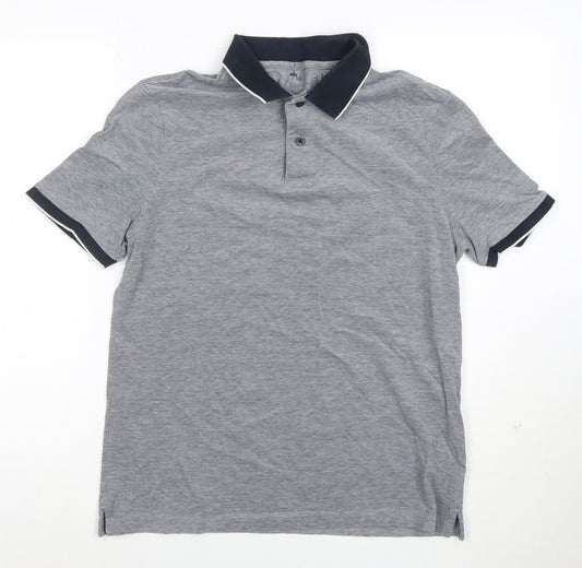 Marks and Spencer Men's Grey Regular Fit Stretch Polo Shirt M
