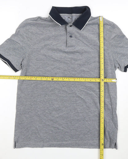 Marks and Spencer Men's Grey Regular Fit Stretch Polo Shirt M