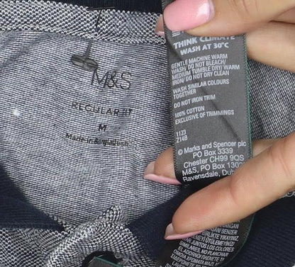 Marks and Spencer Men's Grey Regular Fit Stretch Polo Shirt M