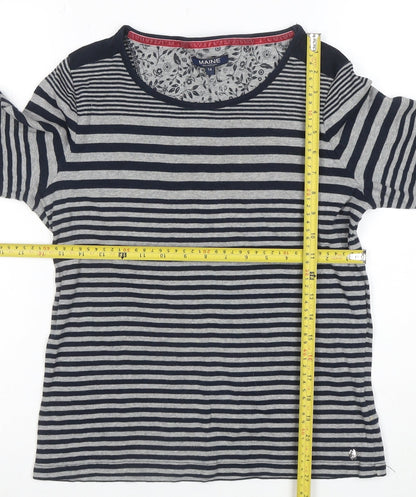 Maine New England Women's Blue Striped 3/4 Sleeve Cotton T-Shirt Size 14