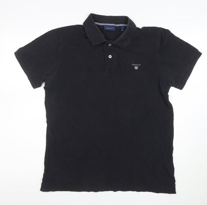 GANT Men's Black Cotton Polo Shirt Size M Short Sleeve Classic Fit
