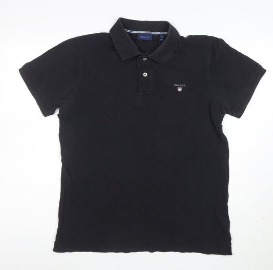 GANT Men's Black Cotton Polo Shirt Size M Short Sleeve Classic Fit