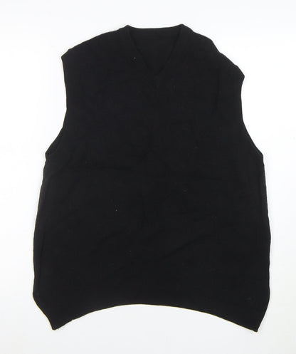 Marks and Spencer Men's Black Wool V-Neck Sleeveless Jumper Vest XL