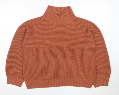 Monki Women Brown Roll Neck Chunky Knit Jumper Size S