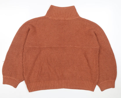 Monki Women Brown Roll Neck Chunky Knit Jumper Size S
