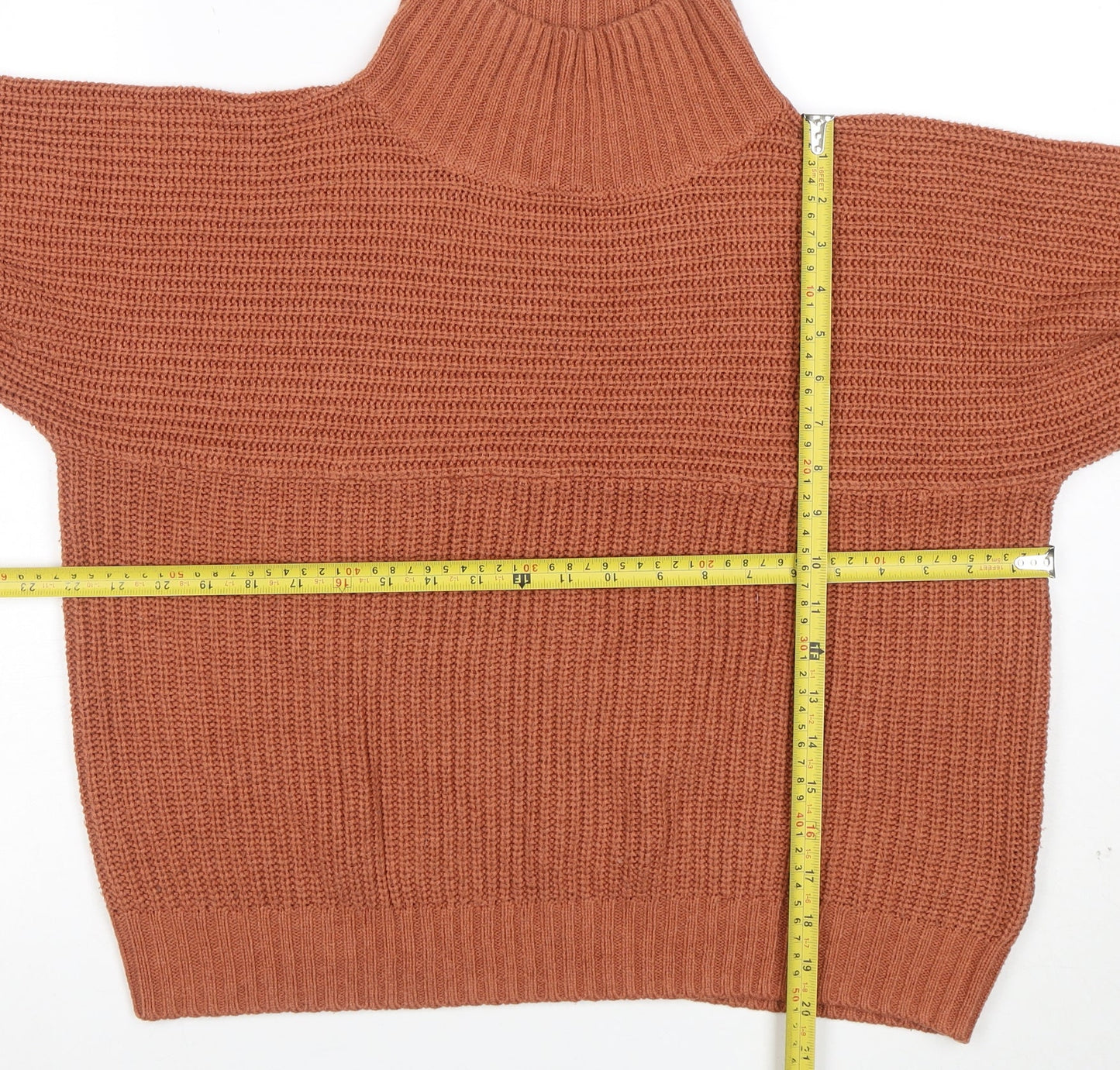 Monki Women Brown Roll Neck Chunky Knit Jumper Size S