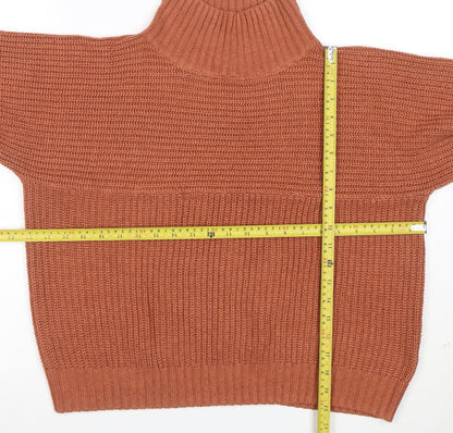 Monki Women Brown Roll Neck Chunky Knit Jumper Size S