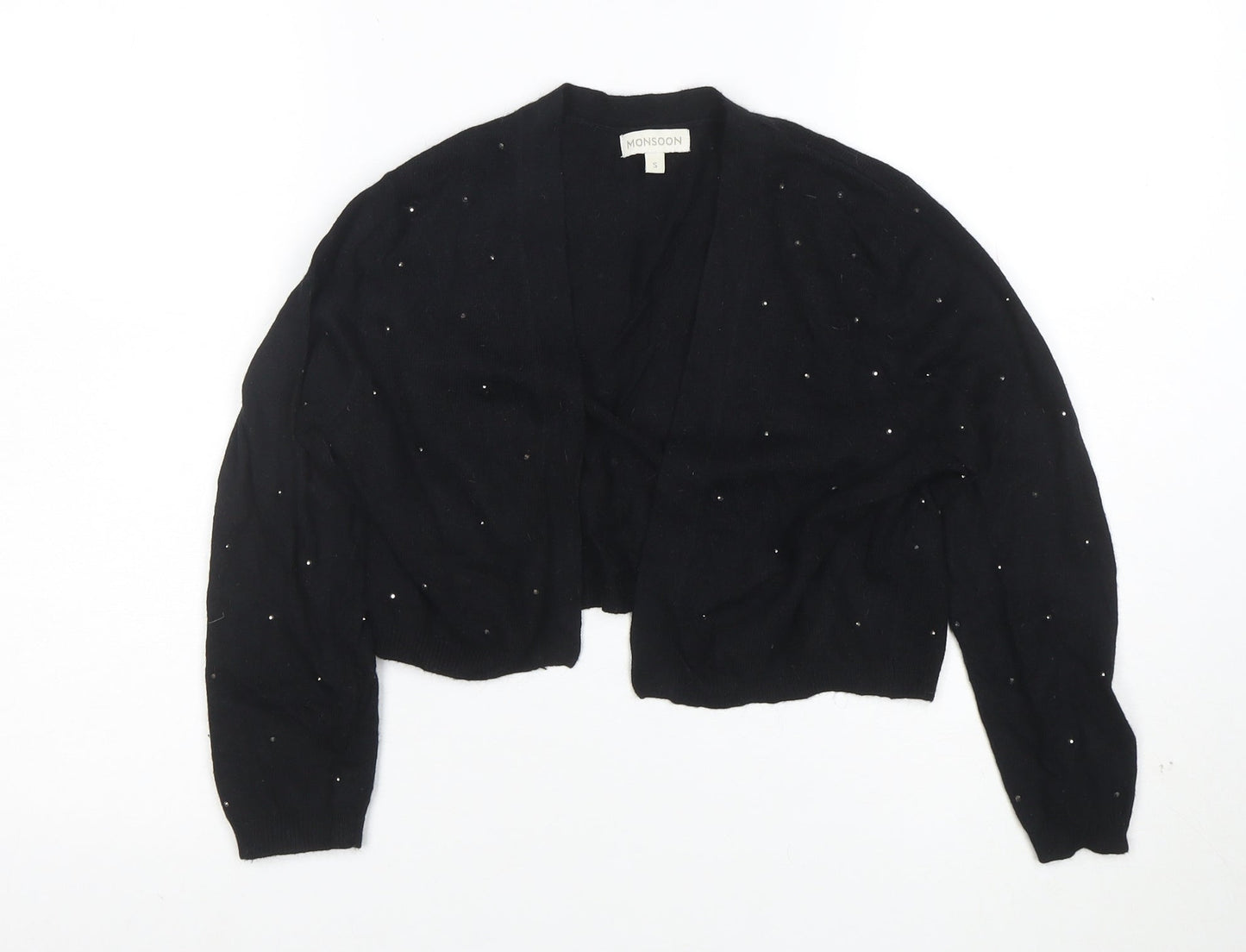 Monsoon Womens Black Beaded Knit Cardigan Size S