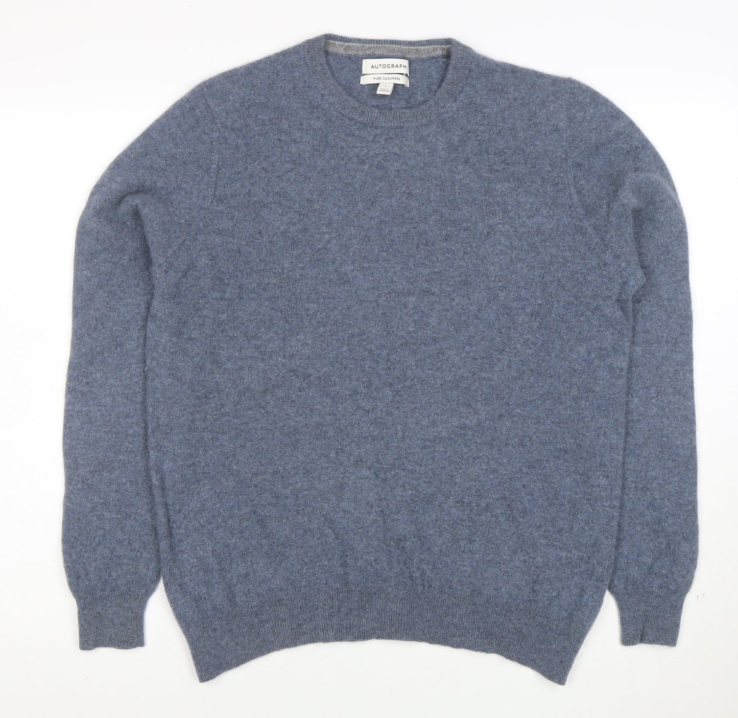 Marks and Spencer Mens Blue Cashmere Crew Neck Jumper Size L