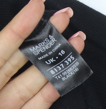 Marks & Spencer Women's Black Size 16 Sleeveless Cardigan Knit