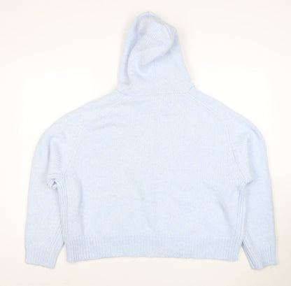 Marks and Spencer Per Una Women Blue L Hooded Pullover Jumper