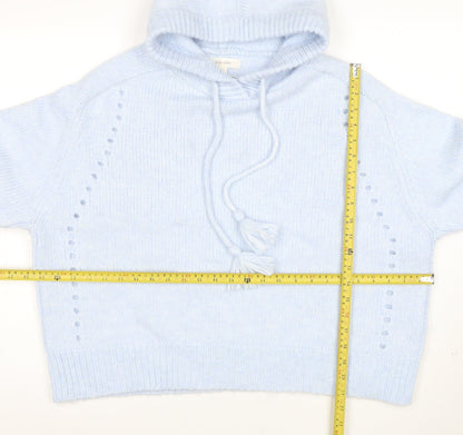 Marks and Spencer Per Una Women Blue L Hooded Pullover Jumper