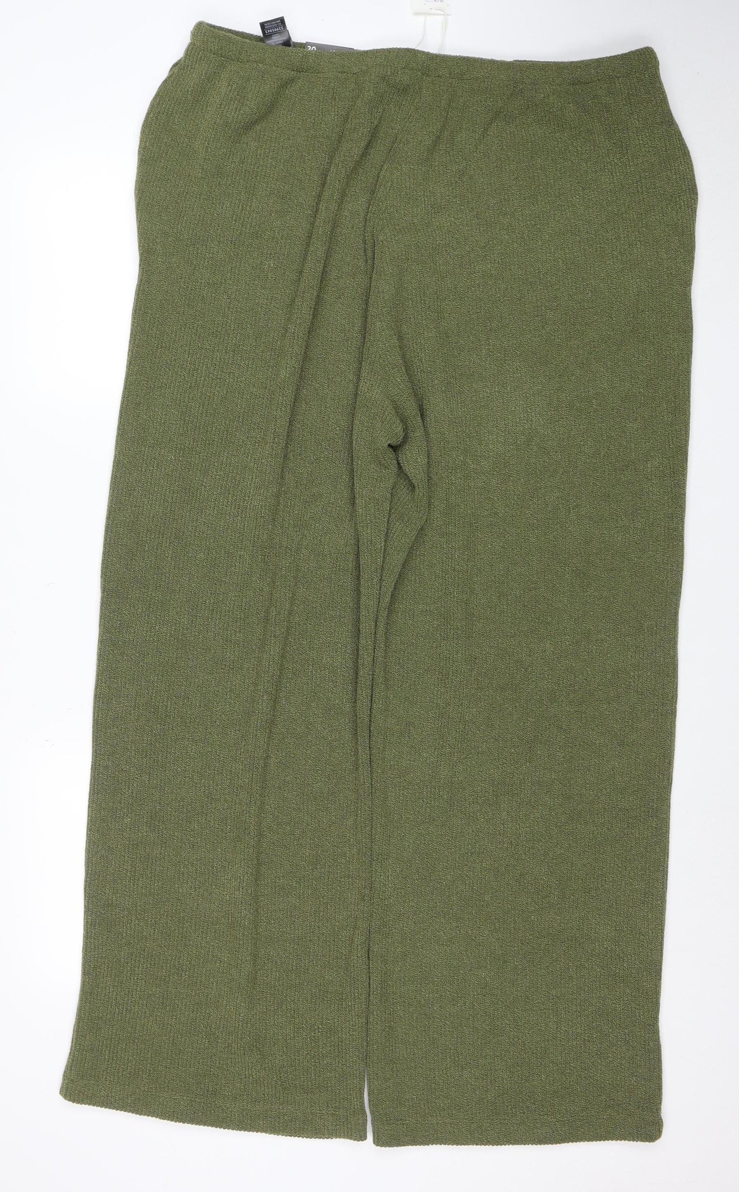 Marks and Spencer Women's Green Size 20 Wide-Leg Knit Trousers