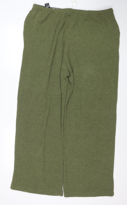 Marks and Spencer Women's Green Size 20 Wide-Leg Knit Trousers