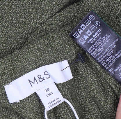 Marks and Spencer Women's Green Size 20 Wide-Leg Knit Trousers
