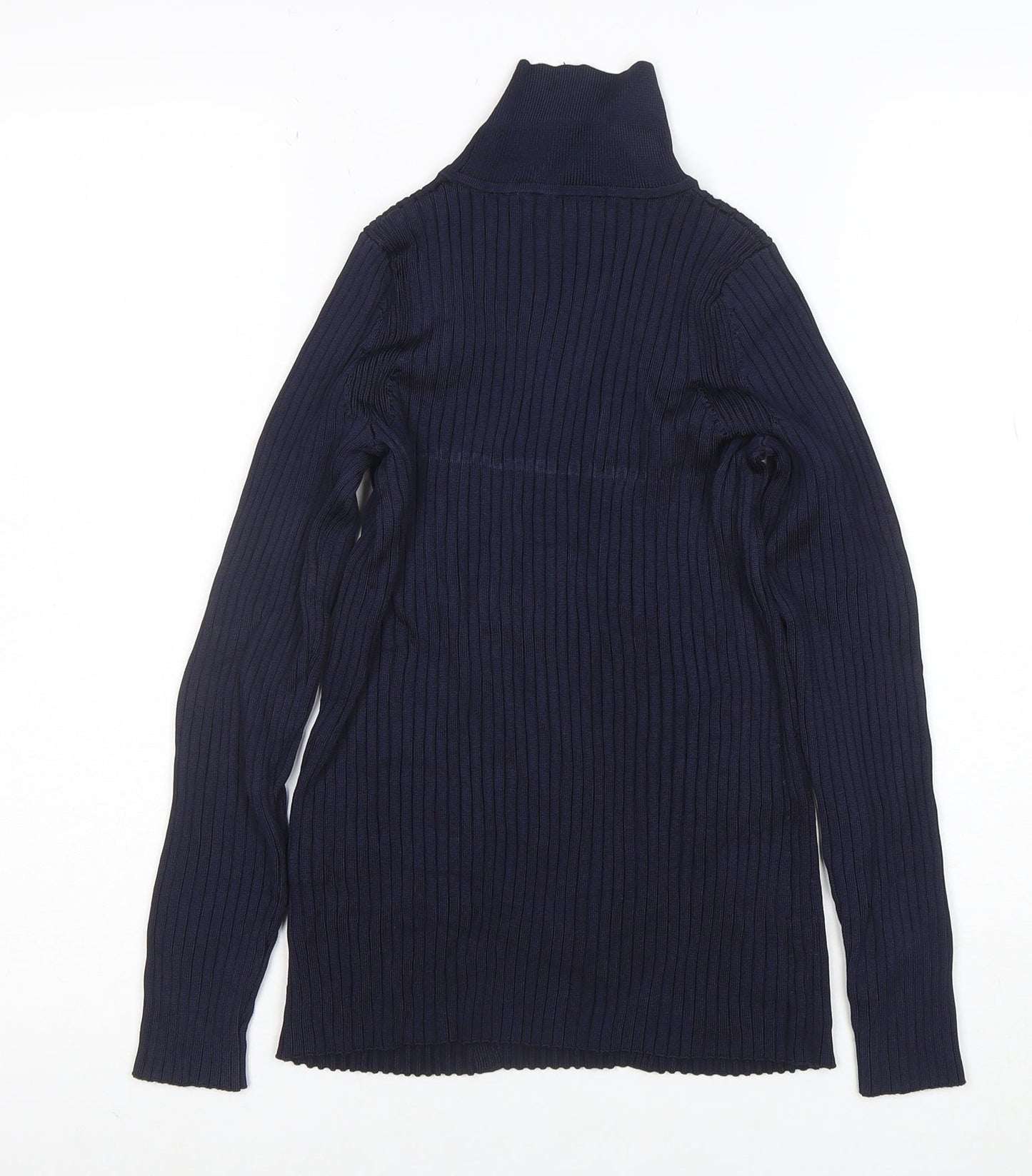 Jaeger Women Blue Roll Neck Long Sleeve Knit Top Size S