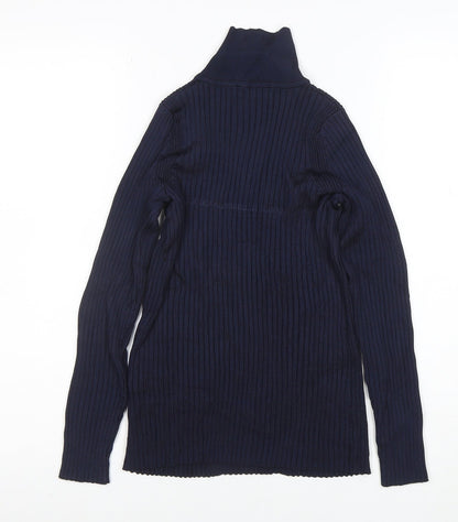 Jaeger Women Blue Roll Neck Long Sleeve Knit Top Size S