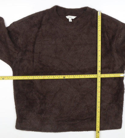 Marks and Spencer Women Brown Fuzzy Knit Pullover Jumper M