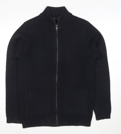 Marks and Spencer Men’s Black Full Zip High Neck Acrylic Jumper S