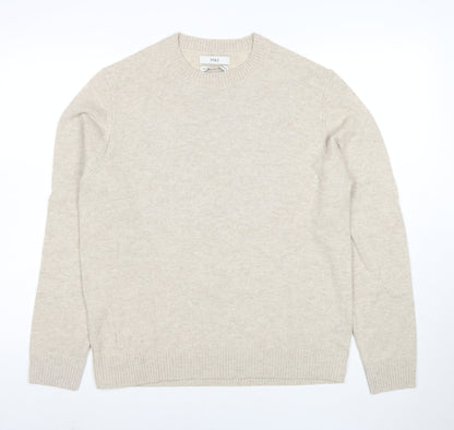 Marks and Spencer Men's Beige Wool Crew Neck Jumper M