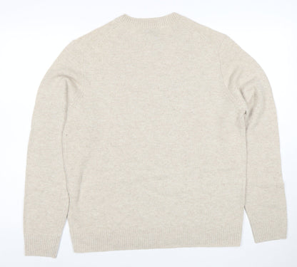 Marks and Spencer Men's Beige Wool Crew Neck Jumper M