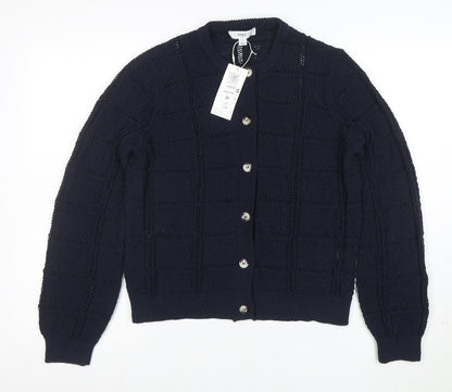 Marks and Spencer Women Blue Knit Cardigan M Regular Fit