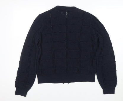 Marks and Spencer Women Blue Knit Cardigan M Regular Fit