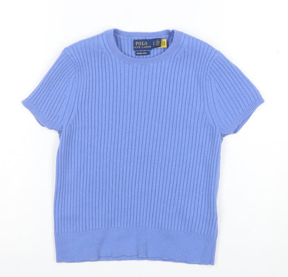 Polo Ralph Lauren Women's Blue Merino Wool Short Sleeve T-Shirt S