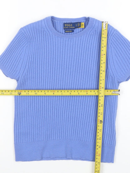 Polo Ralph Lauren Women's Blue Merino Wool Short Sleeve T-Shirt S