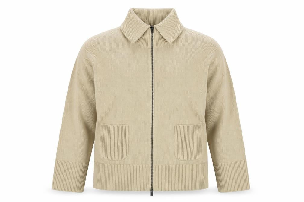 Marks & Spencer Women Beige XL Full Zip Collared Cotton Jumper
