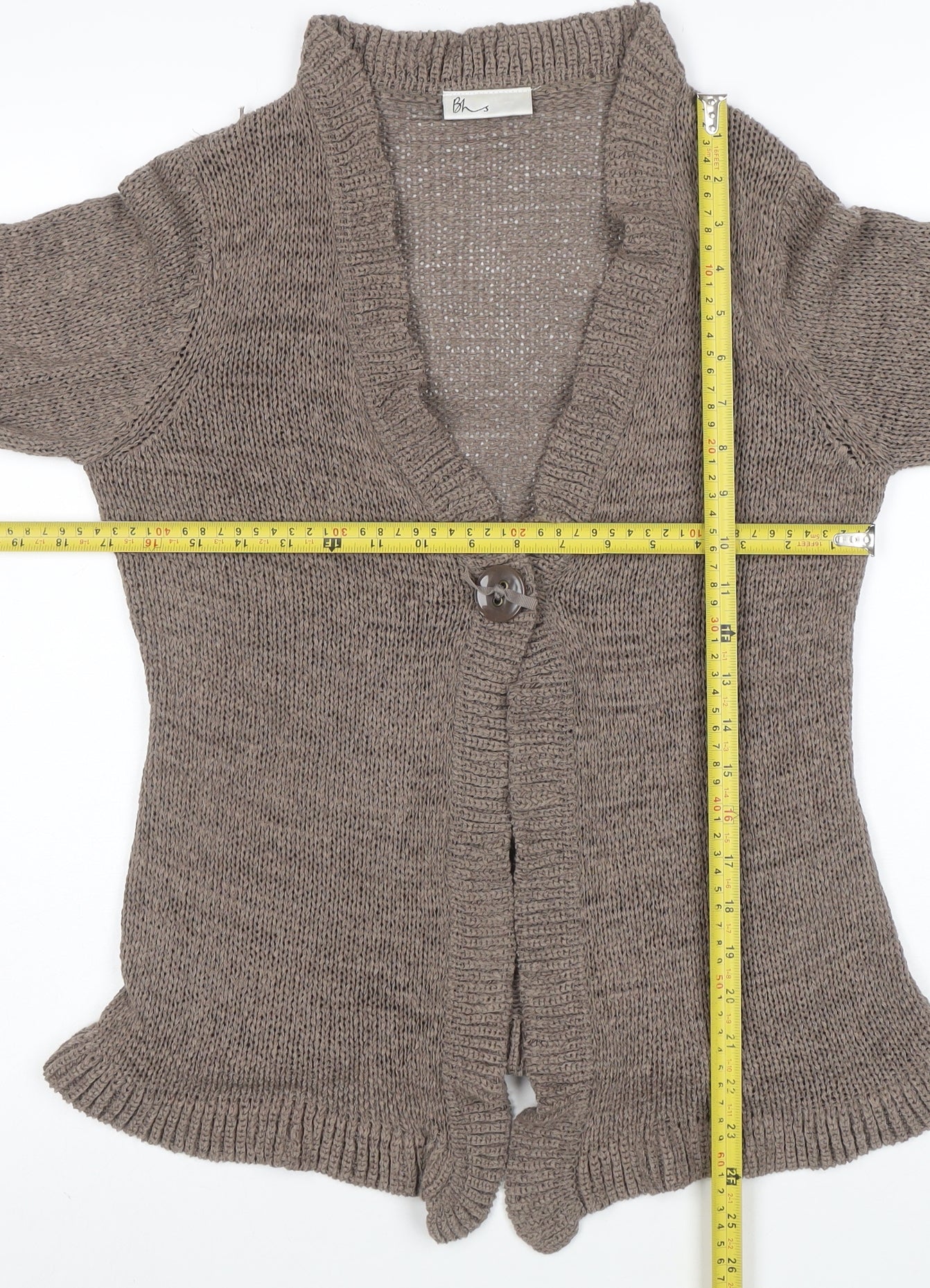 BHS Women’s Brown V-Neck Long Sleeve Knit Cardigan Size 12