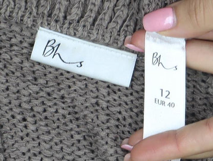 BHS Women’s Brown V-Neck Long Sleeve Knit Cardigan Size 12