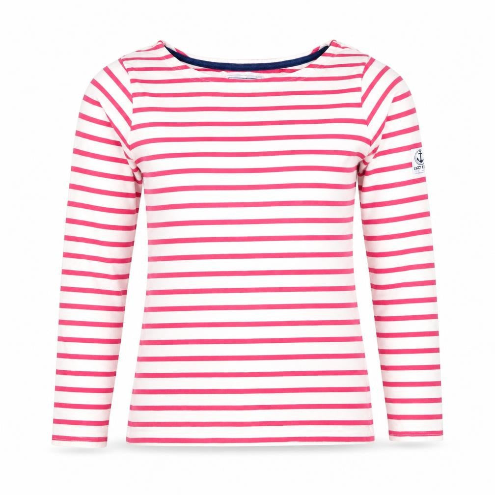 Lazy Jacks Women's Pink Striped Long Sleeve Cotton Nautical T-Shirt XS
