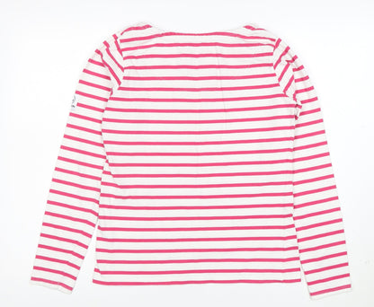 Lazy Jacks Women's Pink Striped Long Sleeve Cotton Nautical T-Shirt XS
