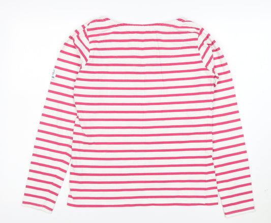 Lazy Jacks Women's Pink Striped Long Sleeve Cotton Nautical T-Shirt XS