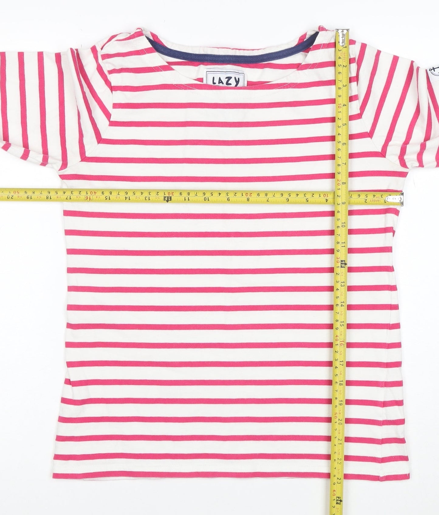 Lazy Jacks Women's Pink Striped Long Sleeve Cotton Nautical T-Shirt XS
