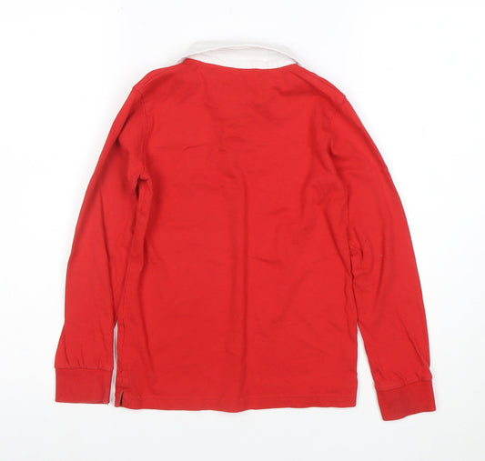 Urban Outlaws Boys Red Wales Long Sleeve Polo Shirt 7-8 Years Cotton Blend