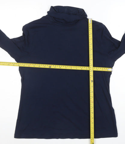 Lands' End Women's Blue Roll Neck Long Sleeve Stretch Top Size M