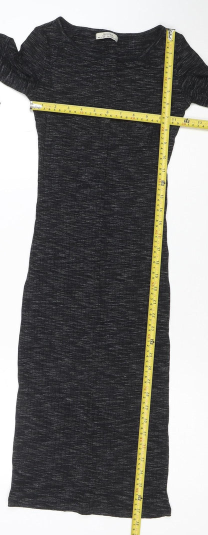 Bershka Women Black Long Sleeve Long Bodycon Dress Size S