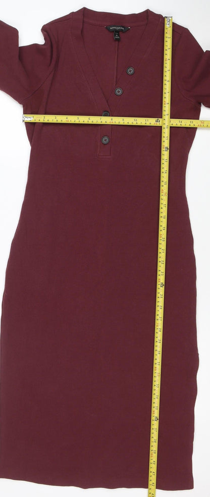 Banana Republic Women’s Petite Red Knit Bodycon Midi Dress M
