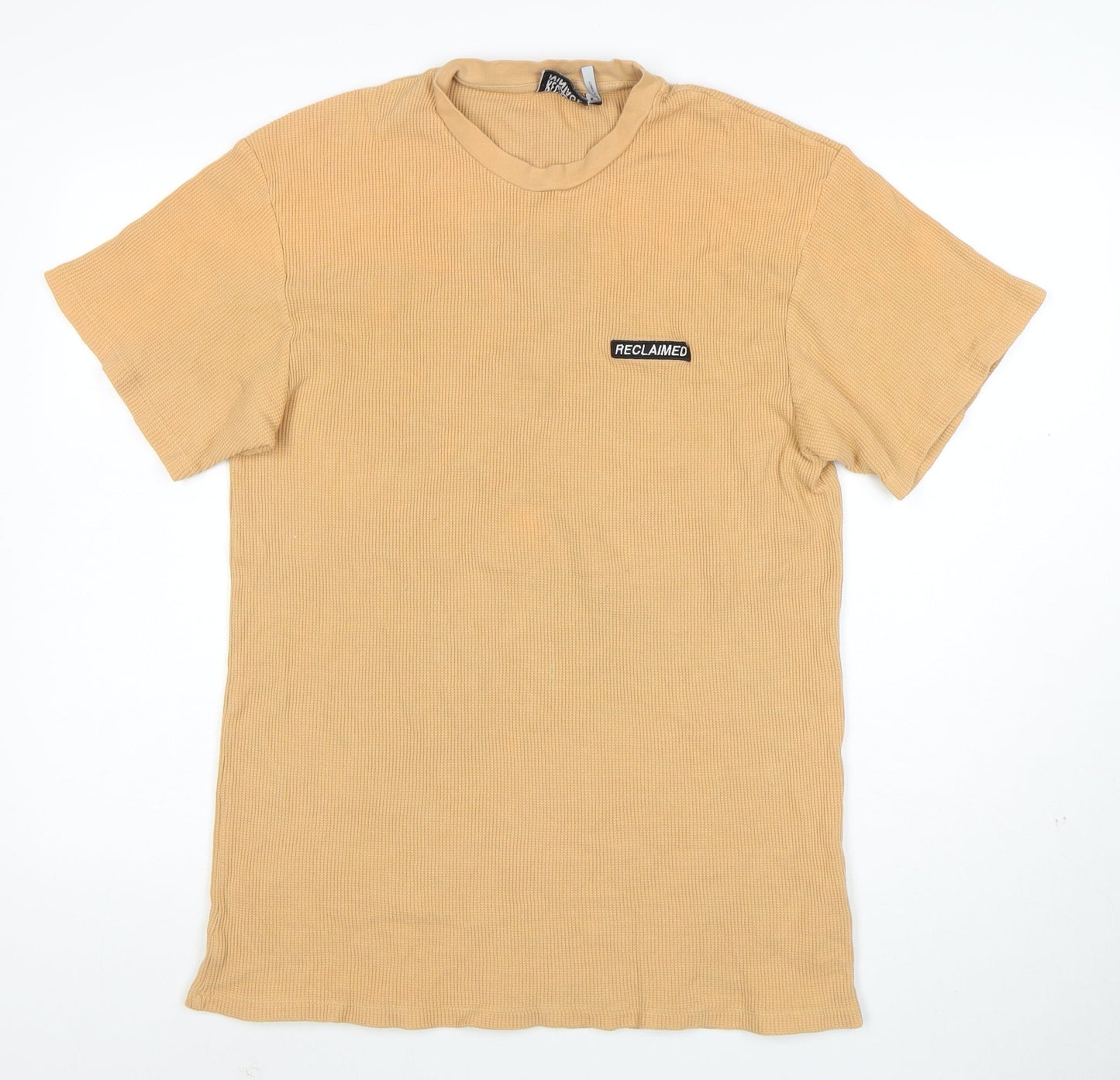 Reclaimed Vintage Men's Beige Cotton Crew Neck T-Shirt Size M
