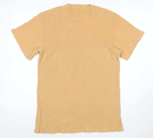 Reclaimed Vintage Men's Beige Cotton Crew Neck T-Shirt Size M