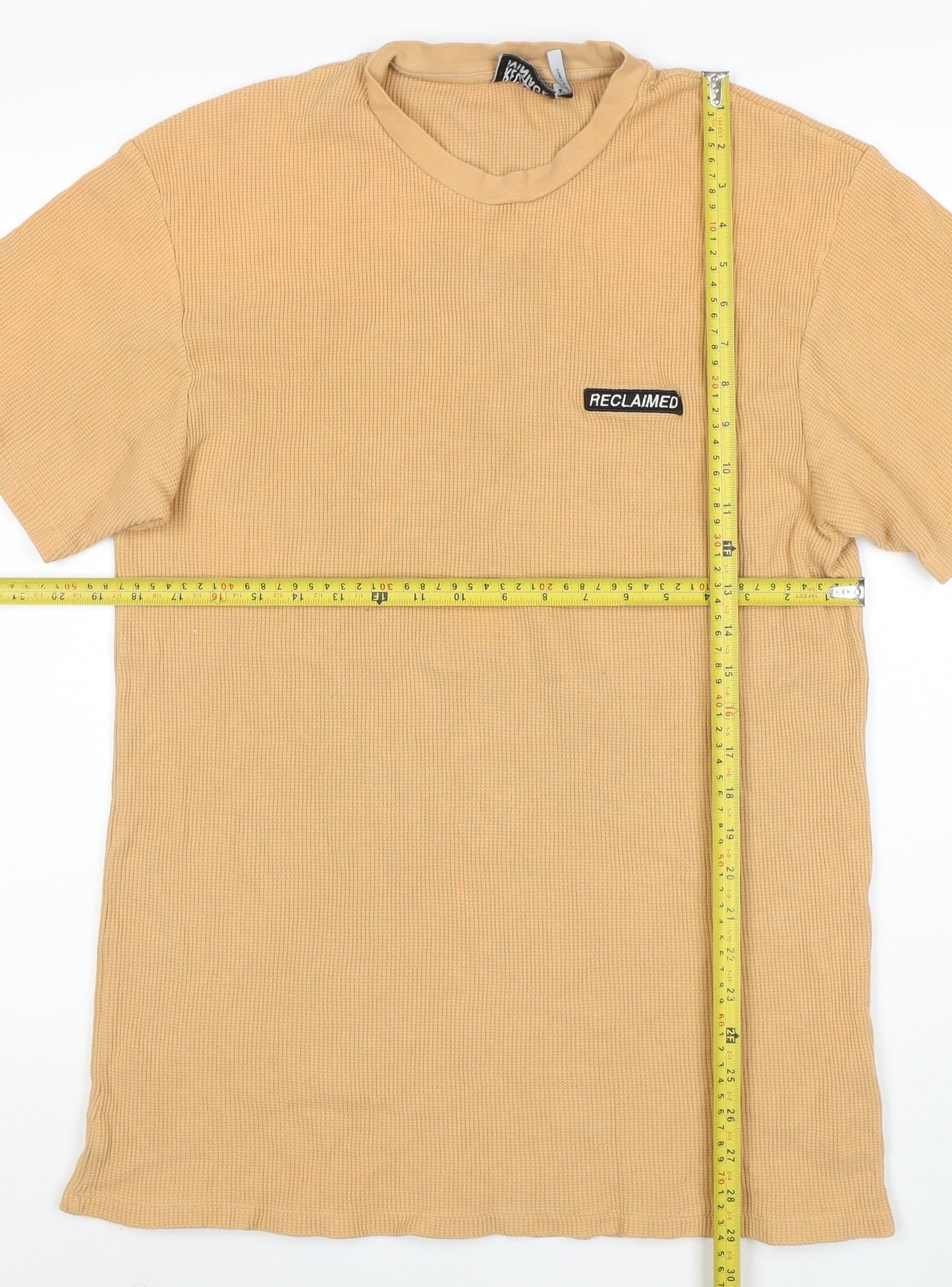 Reclaimed Vintage Men's Beige Cotton Crew Neck T-Shirt Size M