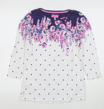 Joules Womens Multicoloured Floral Polka Dot Cotton Tunic Top Size 10